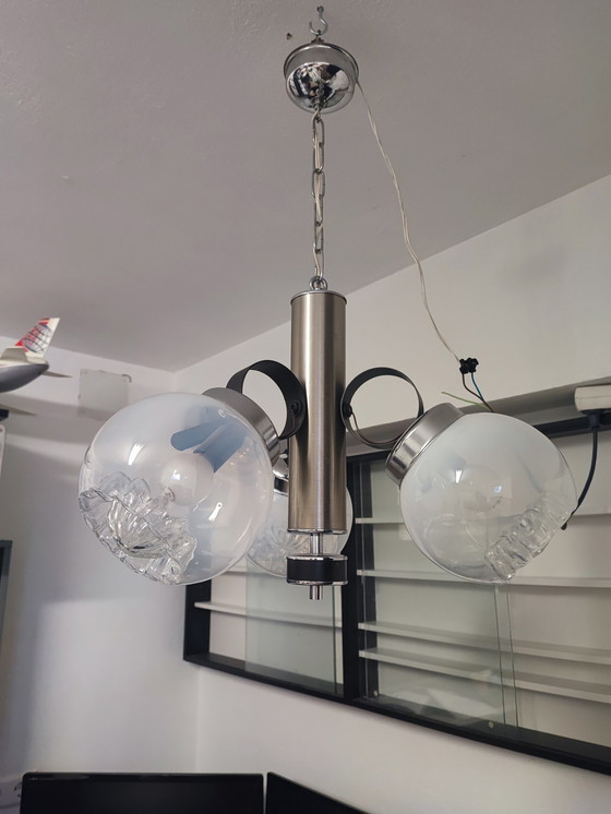 Image 1 of Kristal en Chroom Italiaanse 3-ballen kroonluchter