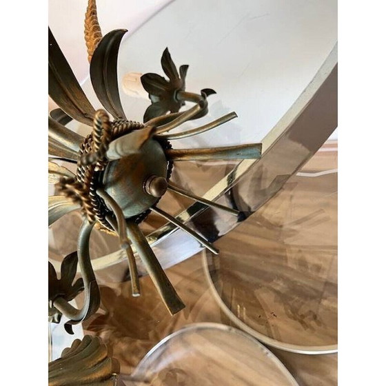 Image 1 of Vintage "korenaar" kroonluchter in goudmetaal van Maison Masca, Italië