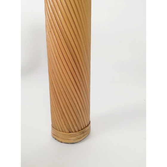 Image 1 of Mid-eeuwse salontafel van rotan, riet en glas, jaren 1970