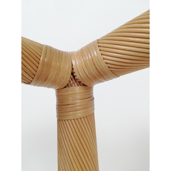 Image 1 of Mid-eeuwse salontafel van rotan, riet en glas, jaren 1970