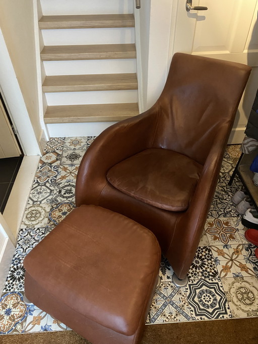 Montis Loge Fauteuils + Hocker - Donker Cognac