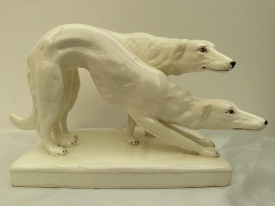 Image 1 of 2x Barzoi / Witte honden - Keramisch