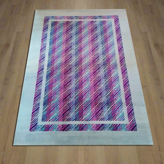 Image 1 of 1980 prachtig geometrisch Italiaans wollen vloerkleed van Missoni voor T&J Vestor