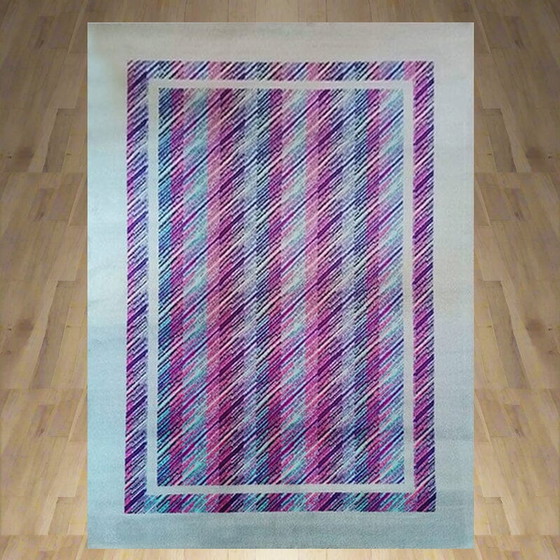 Image 1 of 1980 prachtig geometrisch Italiaans wollen vloerkleed van Missoni voor T&J Vestor