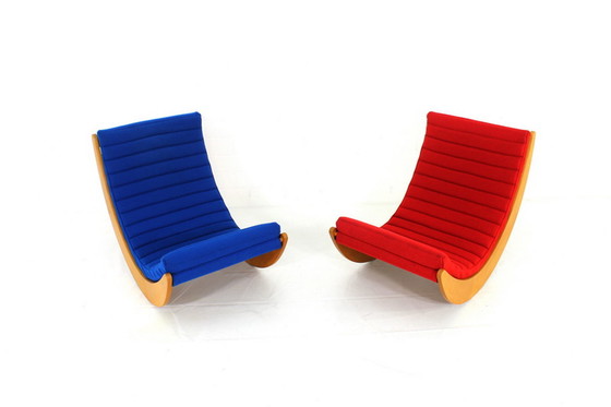 Image 1 of Verner Panton Relaxer 2 fauteuil / schommelstoel van Rosenthal, scheerwollen bekleding