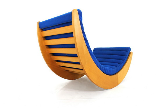 Image 1 of Verner Panton Relaxer 2 fauteuil / schommelstoel van Rosenthal, scheerwollen bekleding