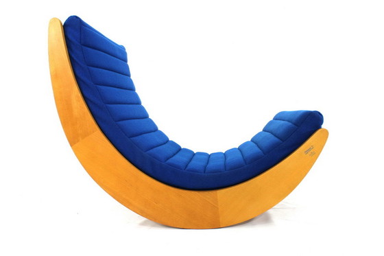 Image 1 of Verner Panton Relaxer 2 fauteuil / schommelstoel van Rosenthal, scheerwollen bekleding