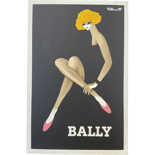 Vintage litho door Bernard Villemot voor Bally, 1982