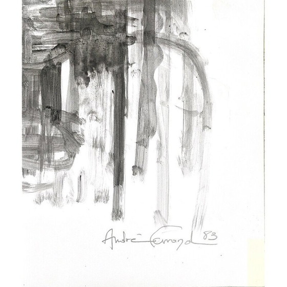 Image 1 of Vintage Amazone-schilderij met verdunde inkt op papier door André Ferrand