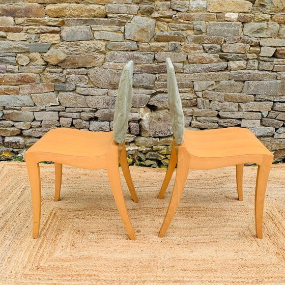 Image 1 of Paar vintage houten en metalen stoelen van Thibault Desombre voor Ligne Roset, Frankrijk 1960