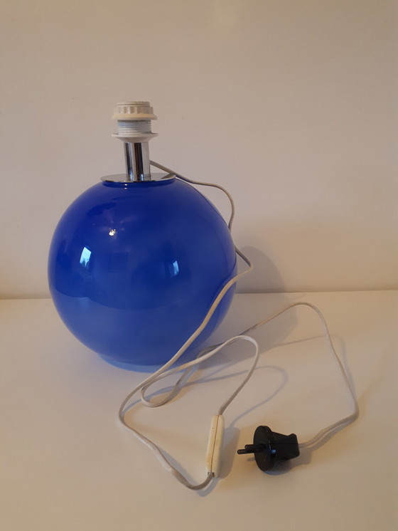 Image 1 of Vintage 70's blauwe glazen lampenvoet