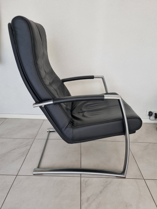 Topform Zwart Leren Fauteuil