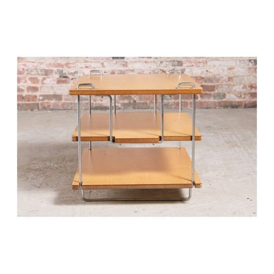 Image 1 of Vintage 3-laags esdoorn en chromen salontafel van Heal's, 2000