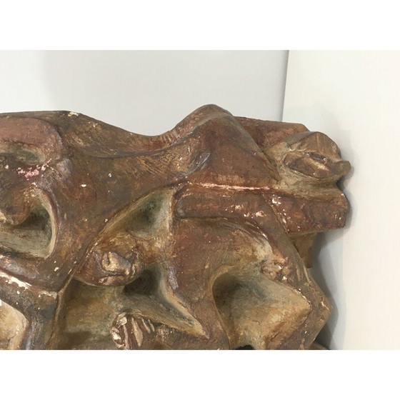 Image 1 of Vintage gipsen sculptuur van een groep van 3 personages, 1950