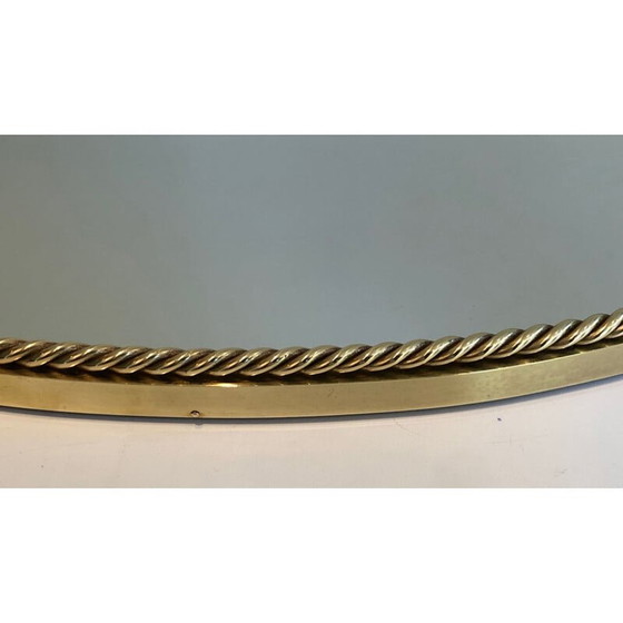 Image 1 of Vintage ovale spiegel van messing met een touwtje eromheen