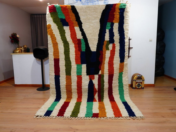 Image 1 of Berber tapijt - 253 cm x 160 cm - gekleurde wol