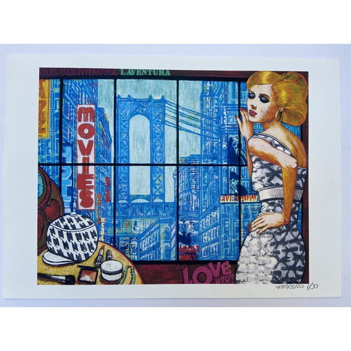 Vintage litho l'aventura van Marc Ferrero