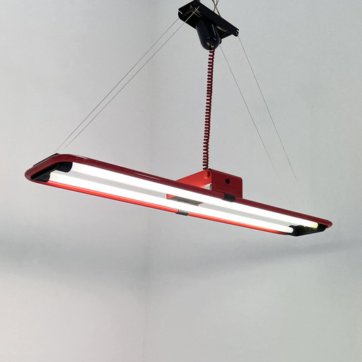 Rode neon plafondlamp van Gian N. Gigante voor Zerbetto, 1980S