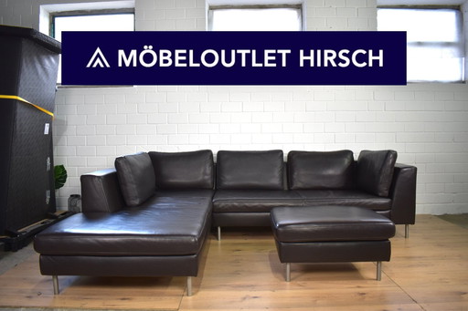 Leder Sofa Domino Met Kruk Ewald Schillig Leder Bank Hoekbank Sofa Couch