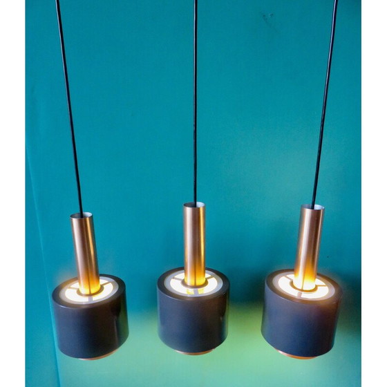 Image 1 of Vintage Doria 3-lichts aluminium hanglamp, Oostenrijk 1960