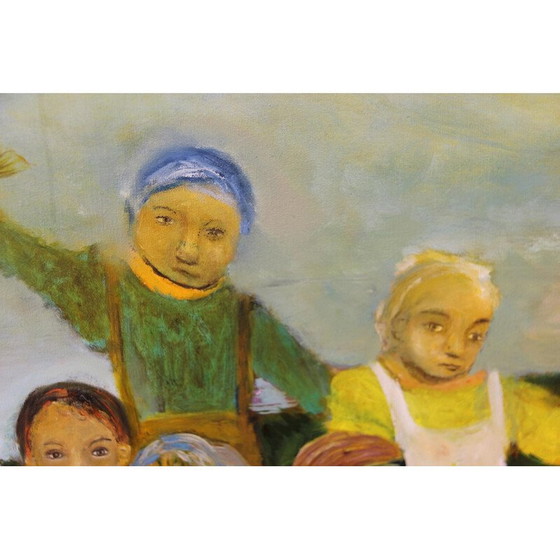 Image 1 of Vintage olieverf op doek "De Oceaan" door Elodie Huré