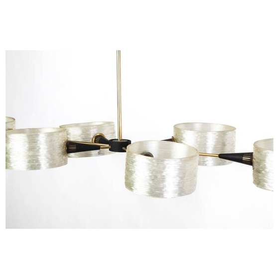 Image 1 of Vintage metalen en hars 6-armige hanglamp, 1950