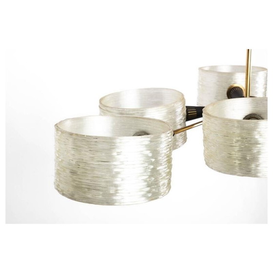 Image 1 of Vintage metalen en hars 6-armige hanglamp, 1950