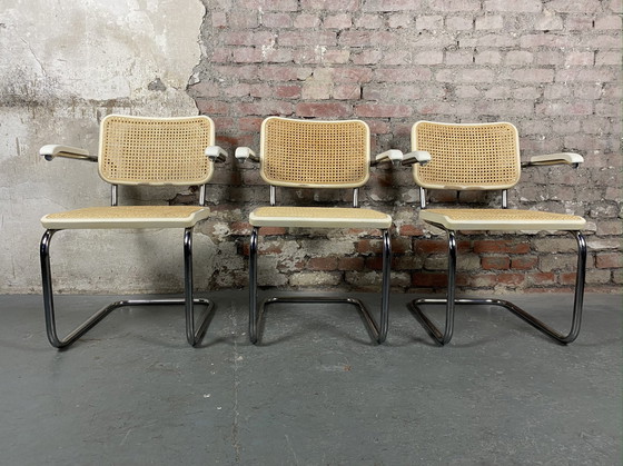 Image 1 of 3x Thonet S 64 sledestoelen van Marcel Breuer