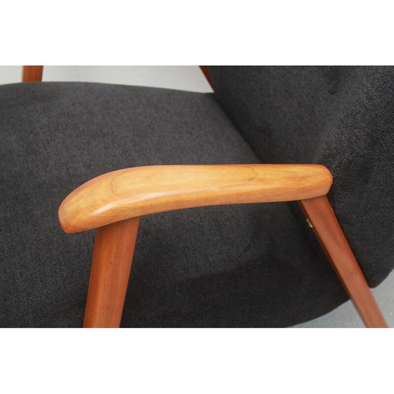 Image 1 of Vintage fauteuil in kersenhout en fluweel, 1950