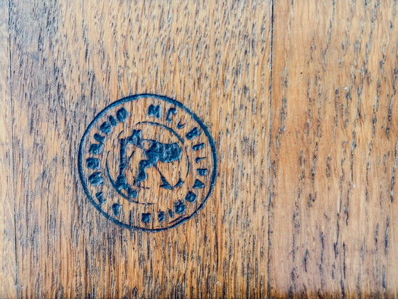 Image 1 of Massief Eiken Houten Bureau Met Geïntegreerde Designlamp