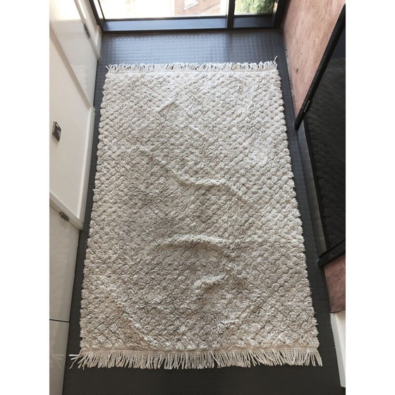 Image 1 of Scandinavisch vintage katoenen vloerkleed in wit, 1970