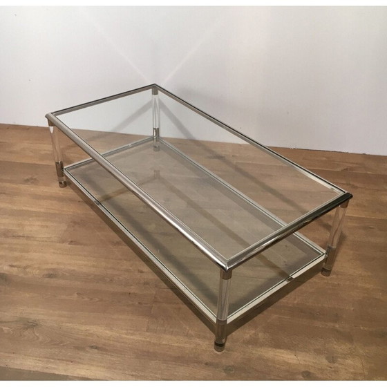 Image 1 of Vintage salontafel van chroom en plexiglas, 1970