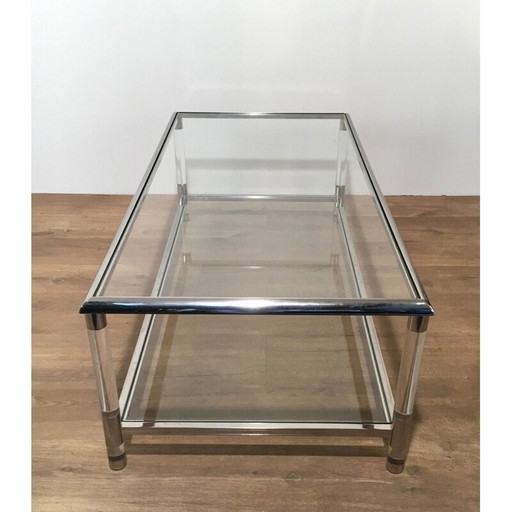 Vintage salontafel van chroom en plexiglas, 1970
