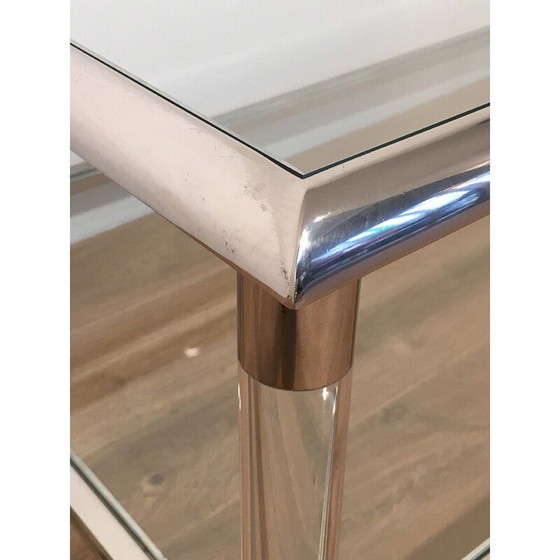 Image 1 of Vintage salontafel van chroom en plexiglas, 1970