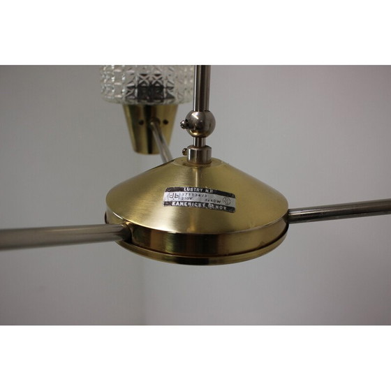 Image 1 of Vintage messing en metalen hanglamp van Kamenicky Senov, Tsjecho-Slowakije 1970