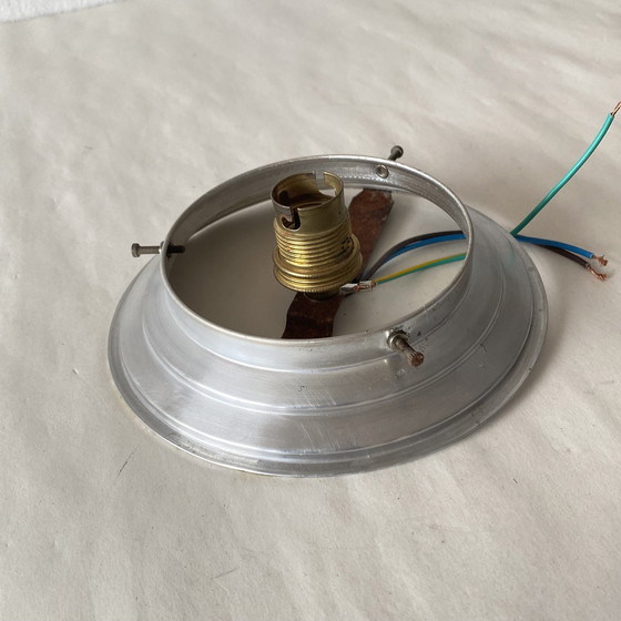 Image 1 of Globe Plafondlamp Wit Glas Opaline Wandlamp Aluminium Montagevoet