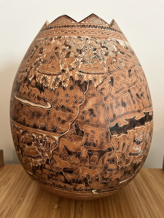 Image 1 of Vintage Handgesneden Kalebas Guarani Indianen