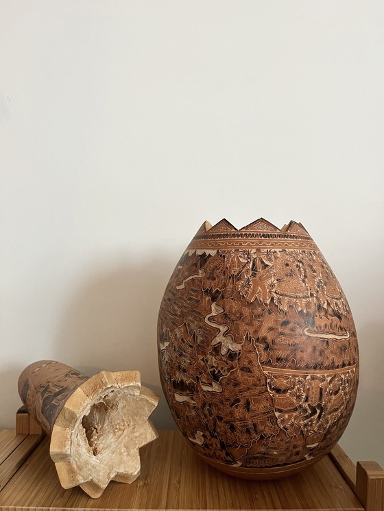 Image 1 of Vintage Handgesneden Kalebas Guarani Indianen