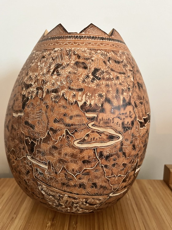 Image 1 of Vintage Handgesneden Kalebas Guarani Indianen