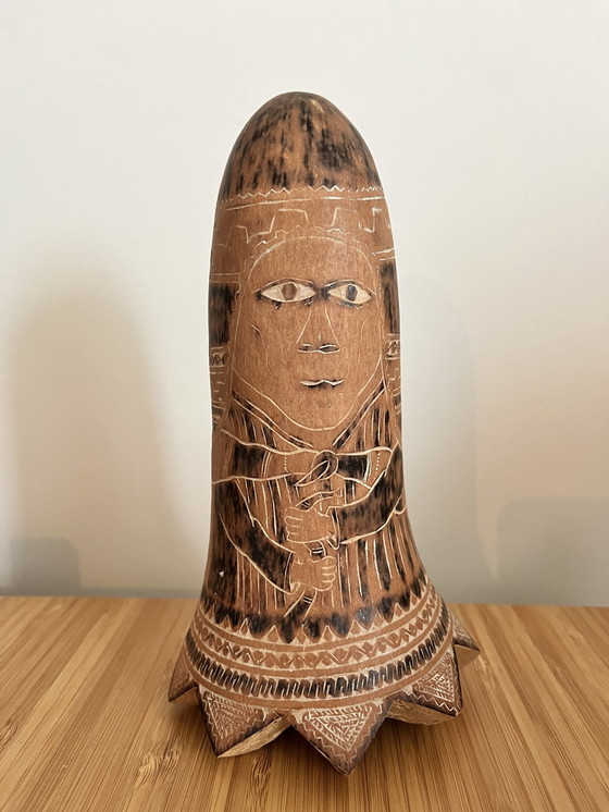 Image 1 of Vintage Handgesneden Kalebas Guarani Indianen