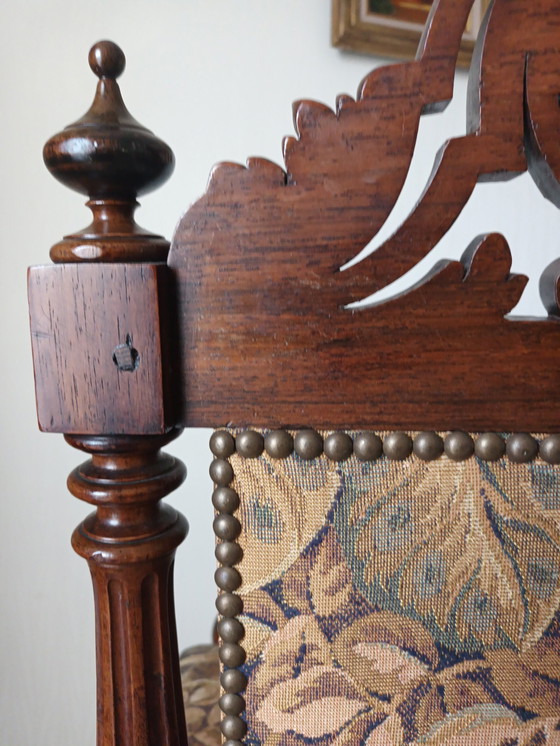 Image 1 of Notenhouten leunstoel neorenaissance stijl 20e eeuw
