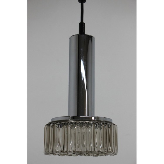 Image 1 of Vintage hanglamp van chroom en glas, Duitsland 1980