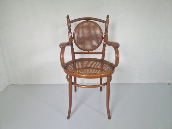 Image 1 of Antieke Bentwood en rieten stoel van Josef Hoffman