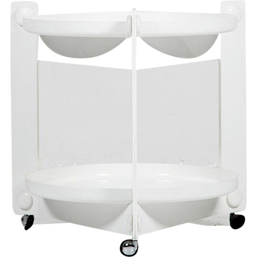 Vintage kunststof trolley met 2 afneembare plateaus van Luigi Massoni voor Guzzini, 1970