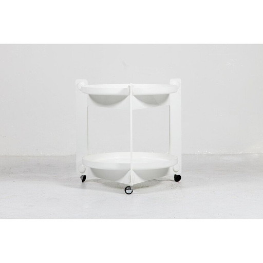 Vintage kunststof trolley met 2 afneembare plateaus van Luigi Massoni voor Guzzini, 1970