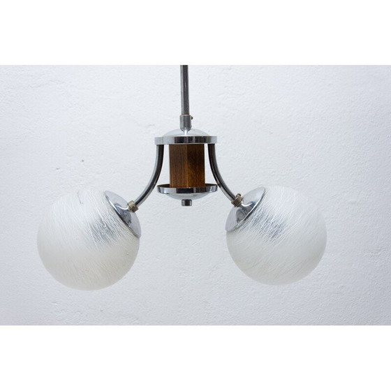 Image 1 of Vintage art deco kroonluchter van hout en chroom, 1930