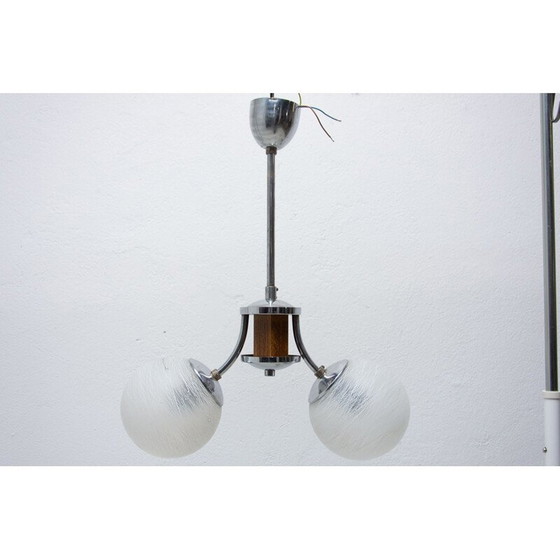 Image 1 of Vintage art deco kroonluchter van hout en chroom, 1930