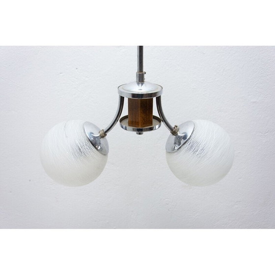 Image 1 of Vintage art deco kroonluchter van hout en chroom, 1930