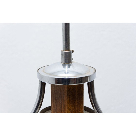 Image 1 of Vintage art deco kroonluchter van hout en chroom, 1930