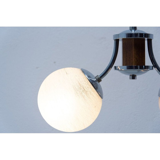 Image 1 of Vintage art deco kroonluchter van hout en chroom, 1930